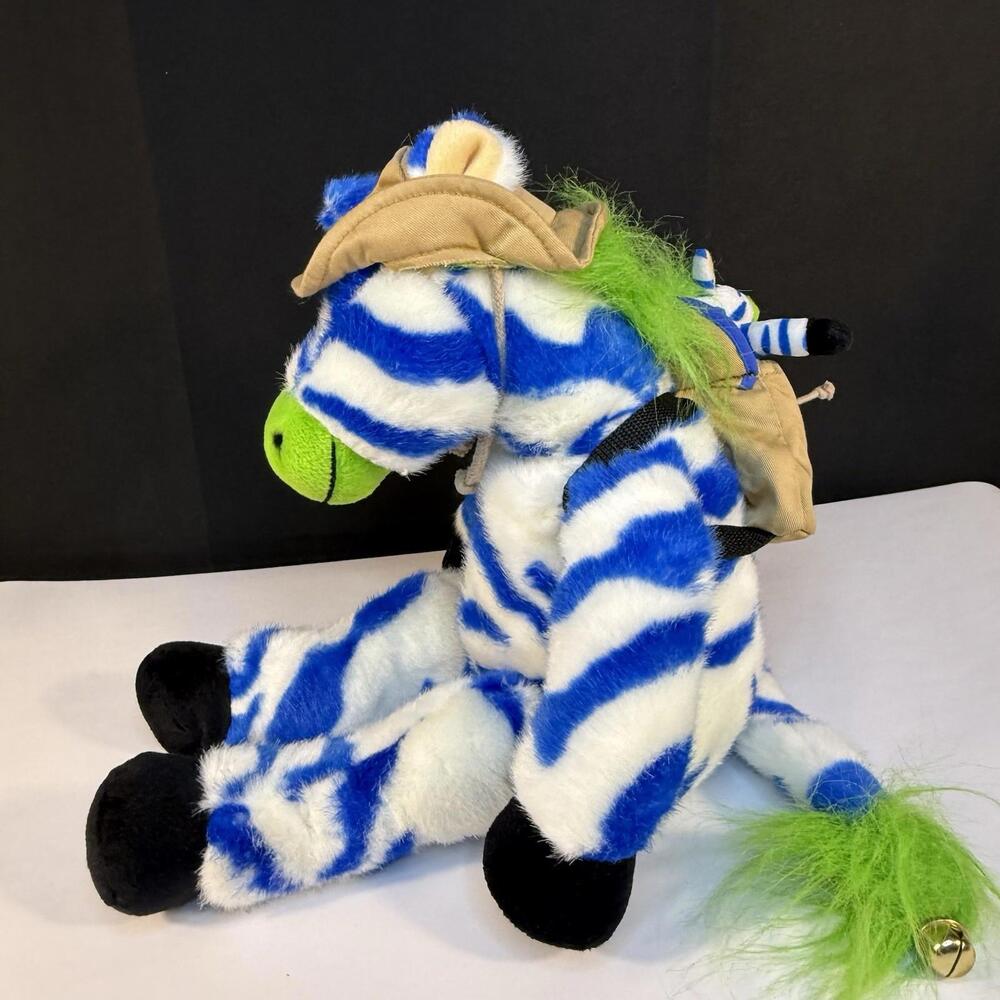 20" Vintage 1998 Zany Brainy Zipes Zebra Plush Toy W/ Baby Zebra - Picture 6 of 9